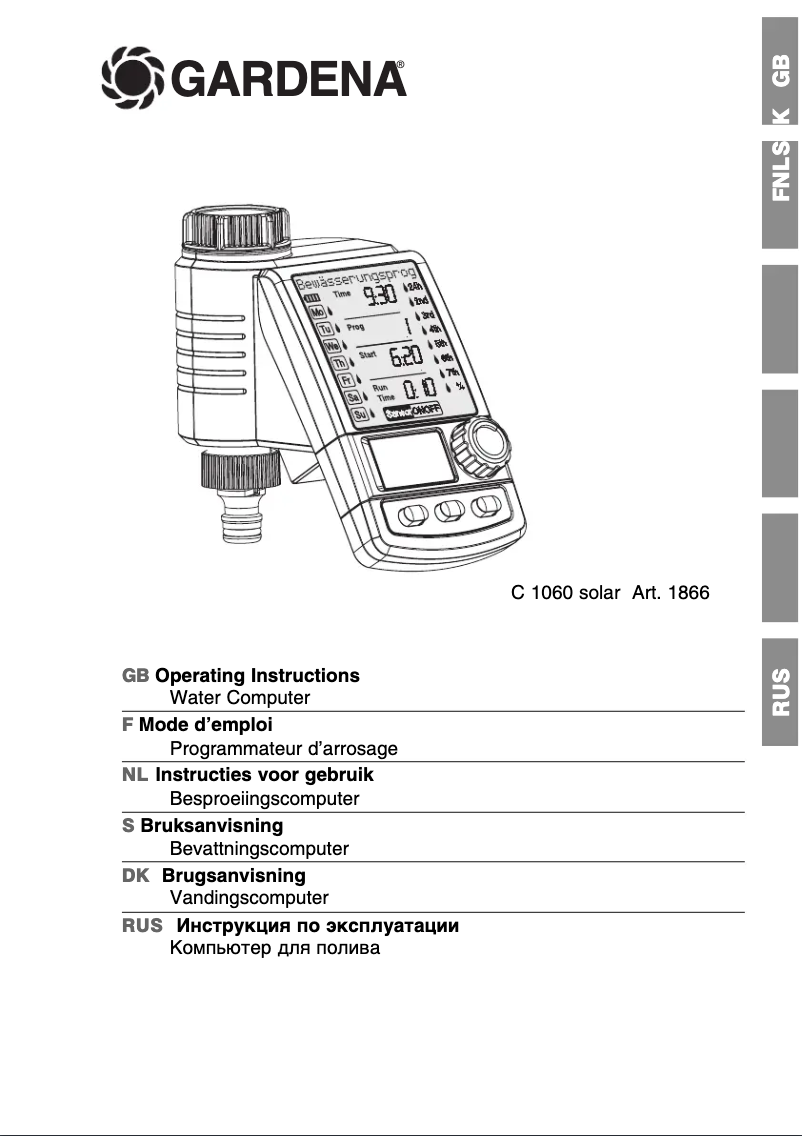 Imagen de la primera página del manual del dispositivo Water Computer C 1060 solar plus