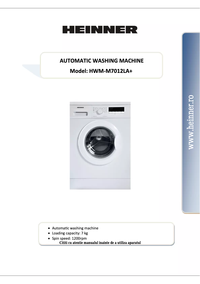Imagen de la primera página del manual del dispositivo HWM-M7012LA