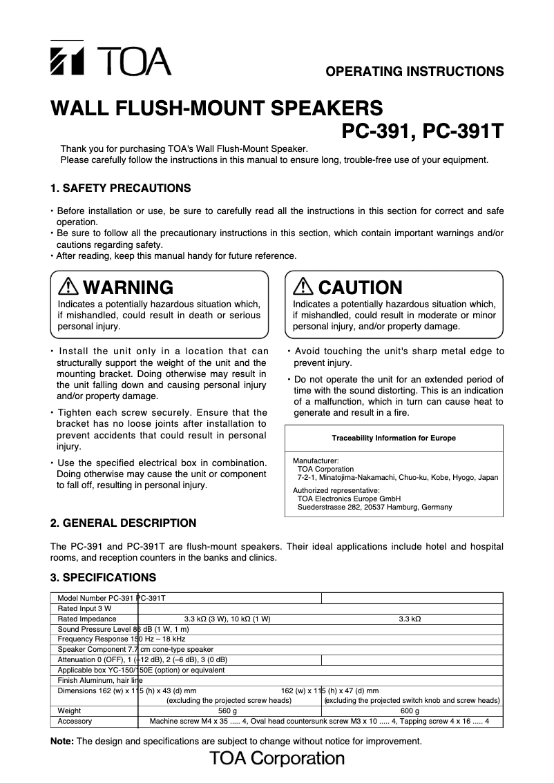 Imagen de la primera página del manual del dispositivo PC-391