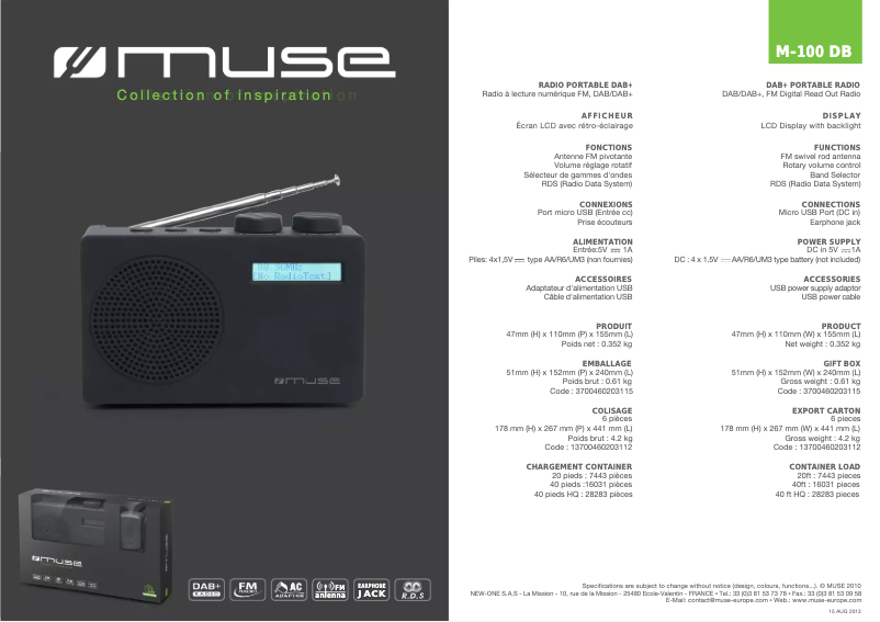 Imagen de la primera página del manual del dispositivo M-100 DB