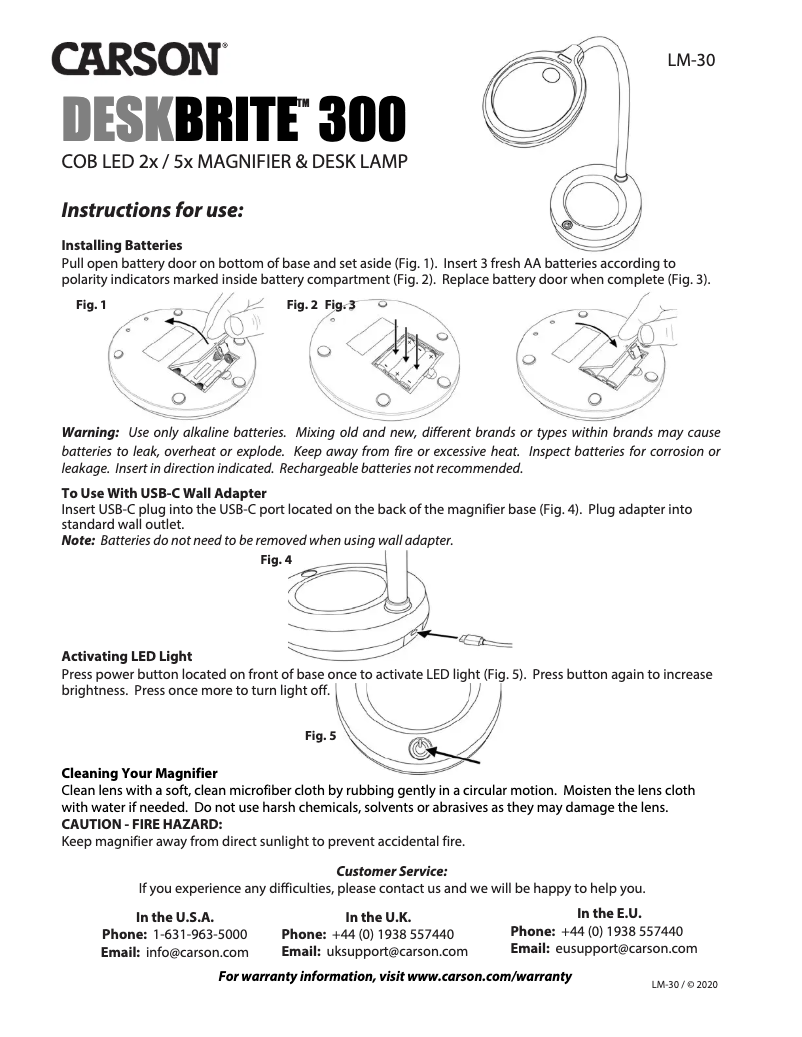 Página nº 1 - Manual de usuario Carson DeskBirght 300 LM-30