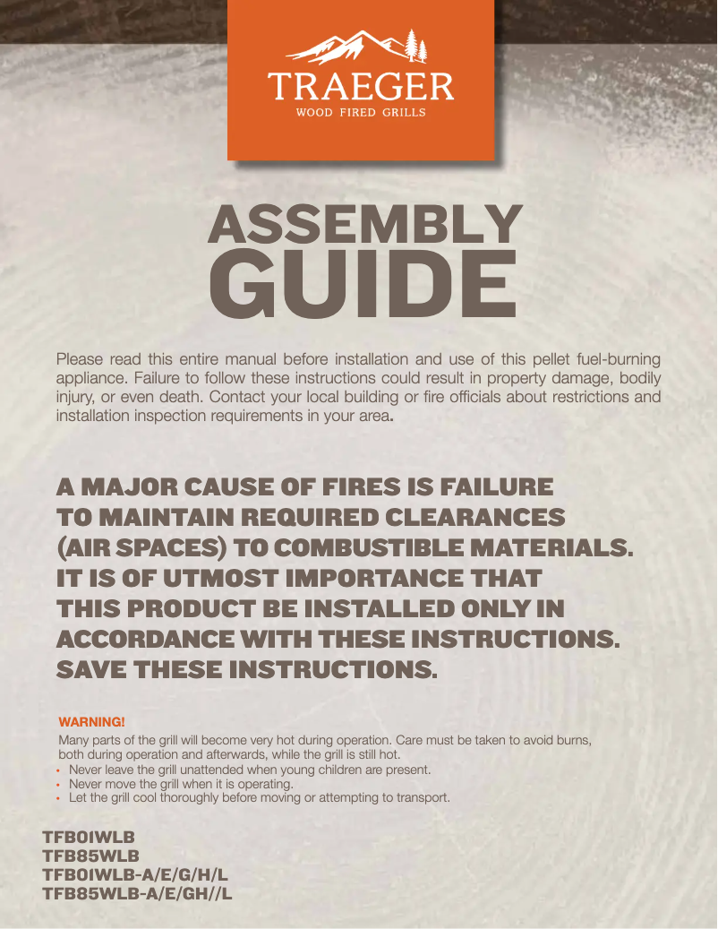 Página 1 del manual Guía de instalación Traeger TFB01WLEC