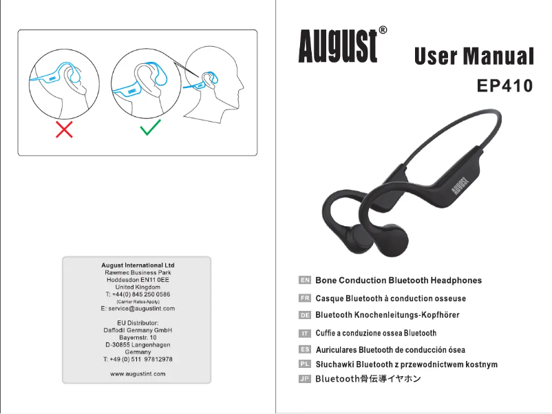 Página 1 del manual Manual de usuario August EP410B