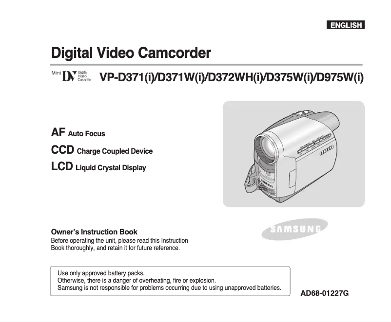 Página 1 del manual Manual de usuario Samsung VP-D371W