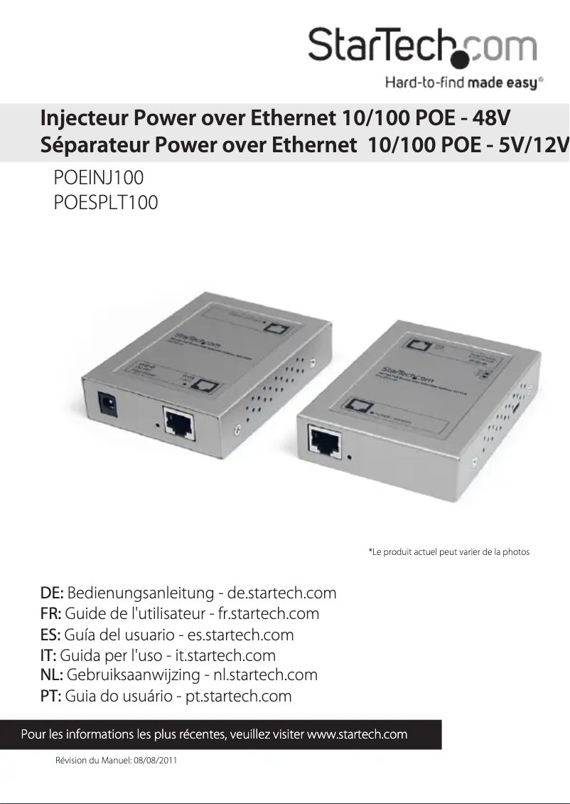 Página nº 1 - Manual de usuario StarTech.com POESPLT100