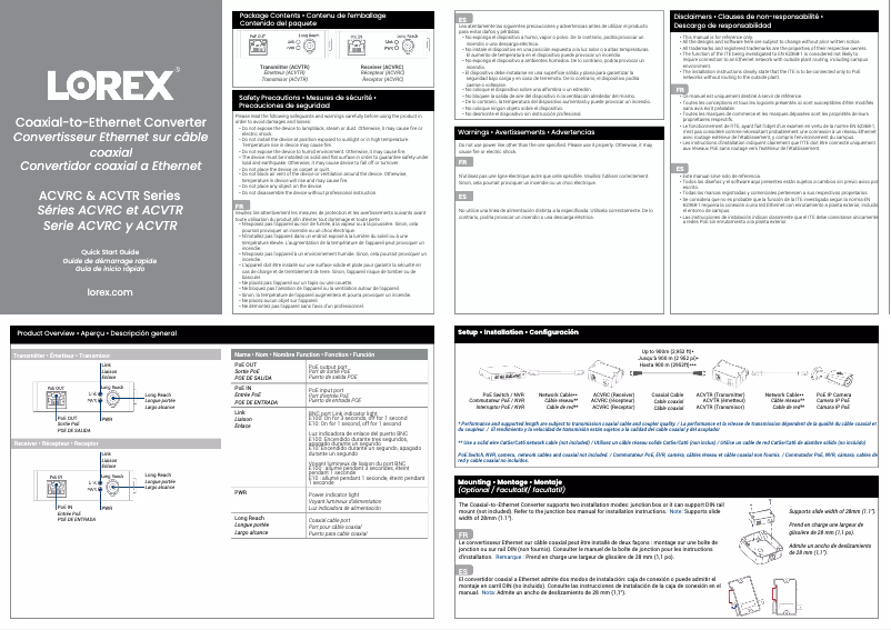 Página nº 1 - Guía de inicio rápido Lorex ACVTR