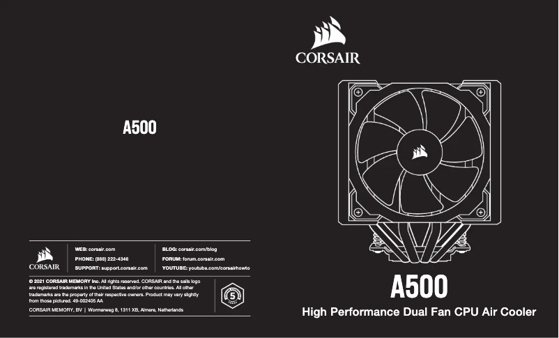 Página 1 del manual Guía de inicio rápido Corsair A500