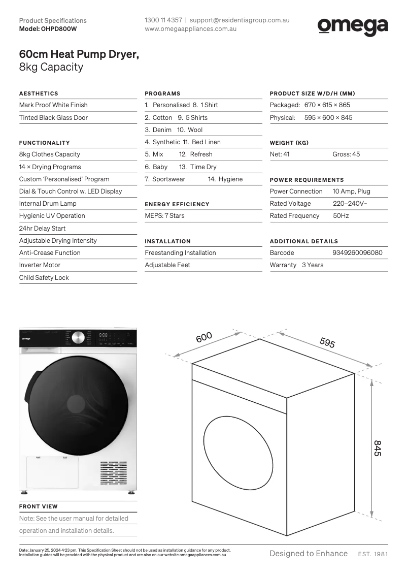 Imagen de la primera página del manual del dispositivo OHPD800W