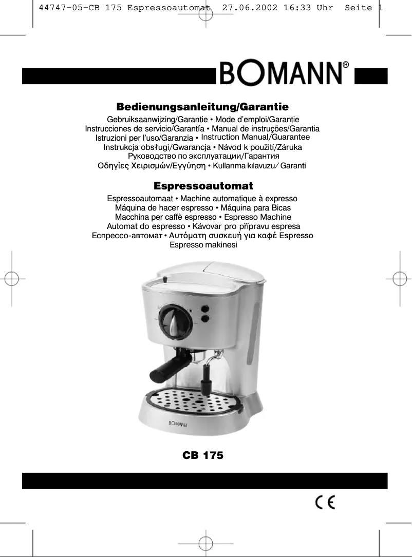 Imagen de la primera página del manual del dispositivo CB 175