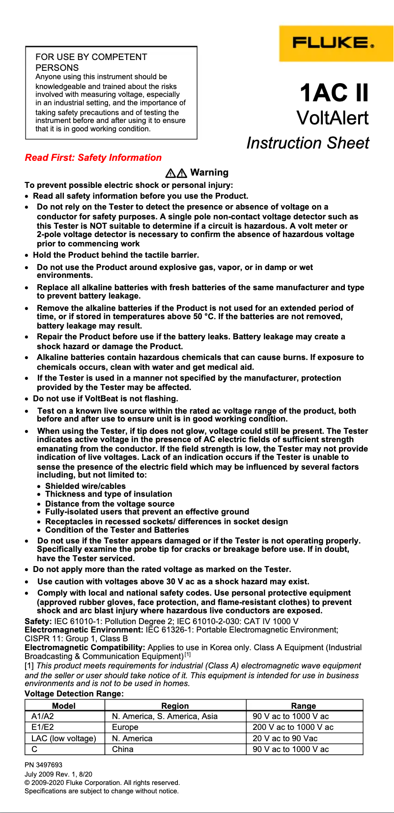 Imagen de la primera página del manual del dispositivo 1LAC II