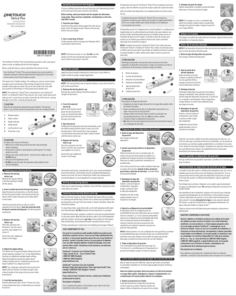 Página 1 del manual Guía de inicio rápido OneTouch Delica Plus