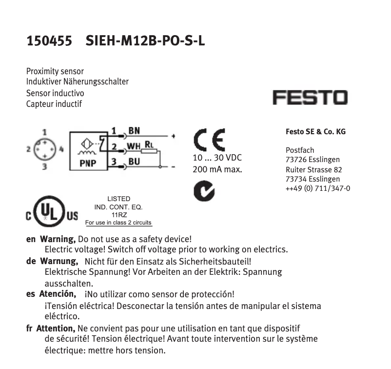 Imagen de la primera página del manual del dispositivo SIEH-M12B-PO-S-L