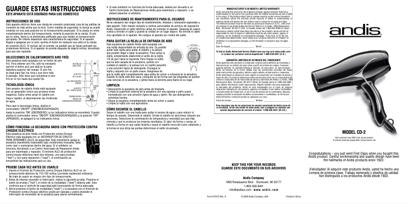 Imagen de la primera página del manual del dispositivo CD-2