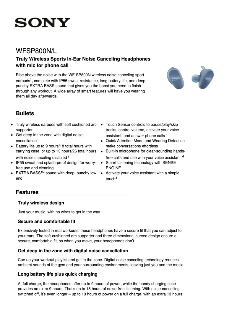 Imagen de la primera página del manual del dispositivo WF-SP800N