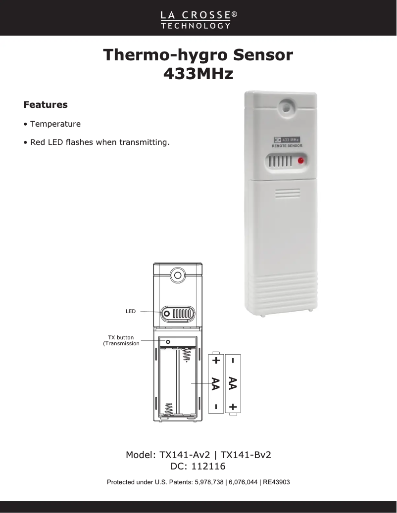Página nº 1 - Manual de usuario La Crosse Technology TX141-BV2