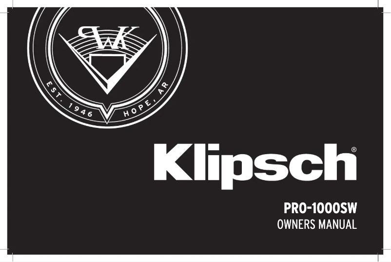 Página 1 del manual Manual de usuario Klipsch PRO-1000SW