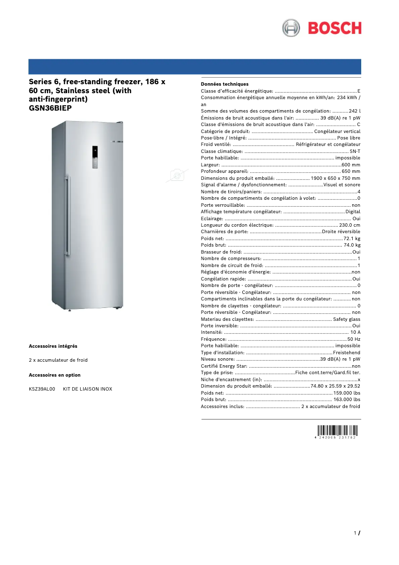 Imagen de la primera página del manual del dispositivo GSN36BIEP