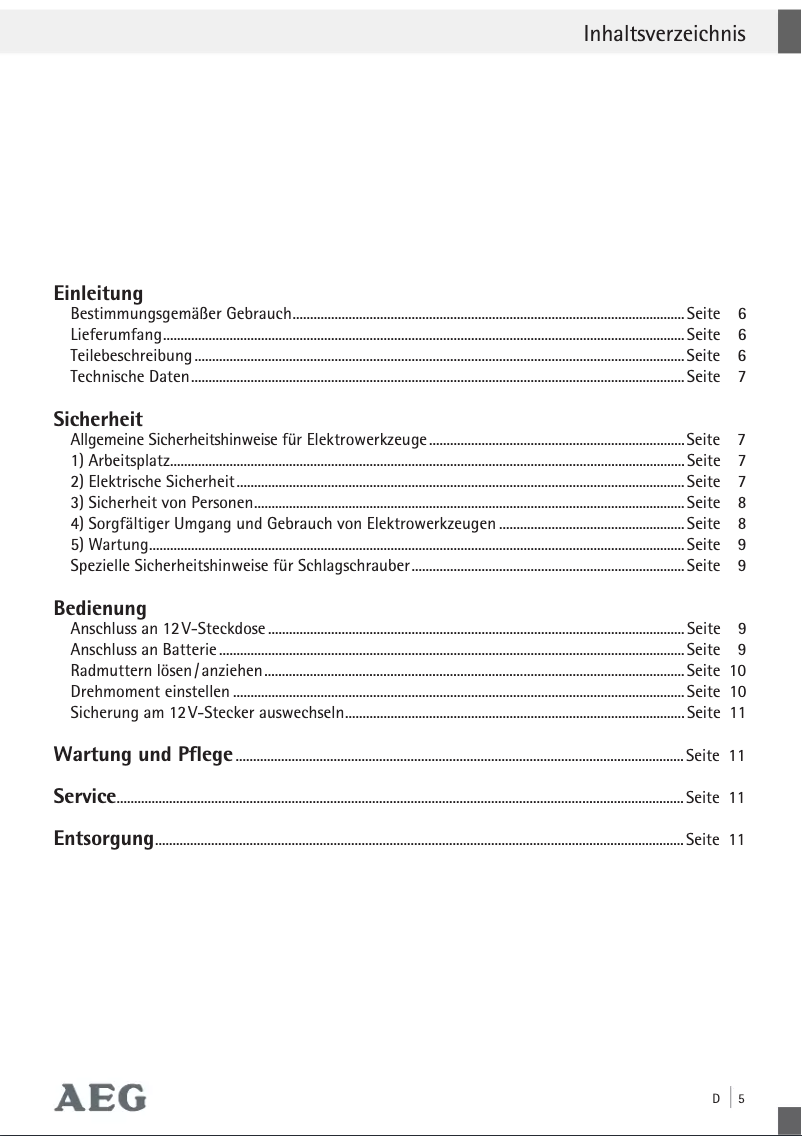 Página 1 del manual Manual de usuario AEG SD 340