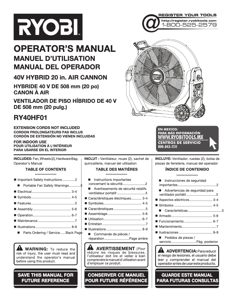 Imagen de la primera página del manual del dispositivo RY40HF01