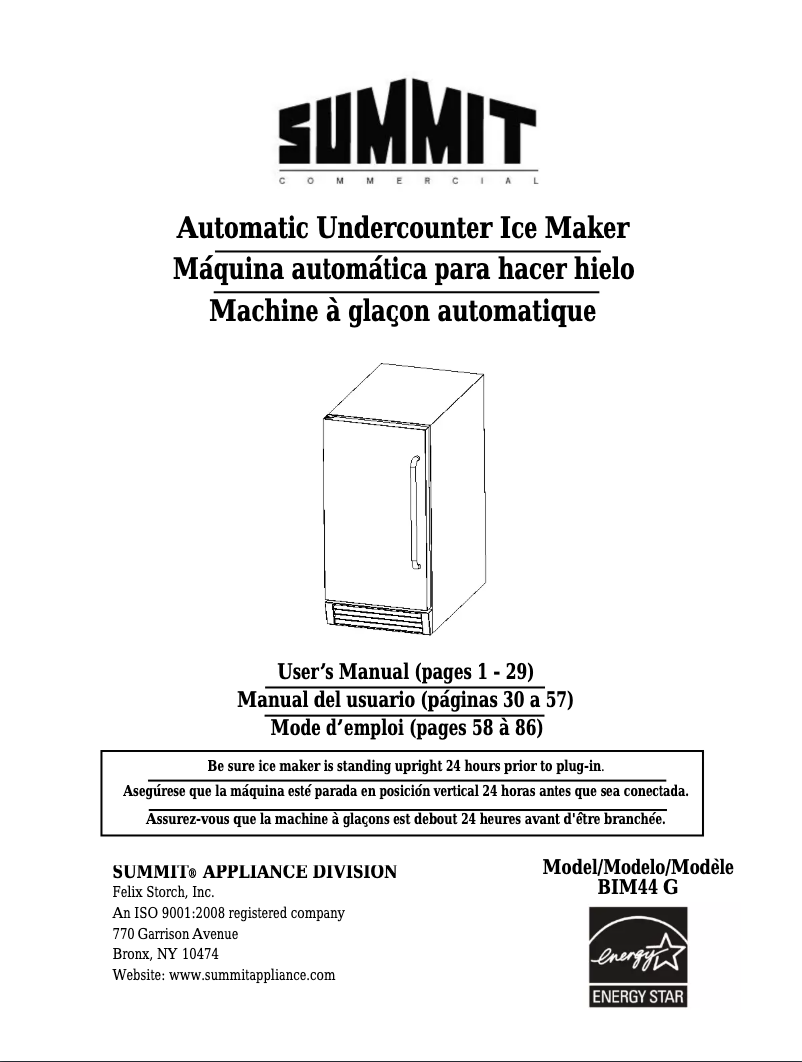 Página 1 del manual Manual de instrucciones Summit BIM44G