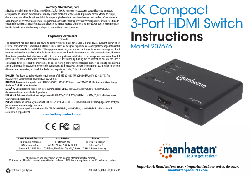Página 1 del manual Manual de usuario Manhattan 207676