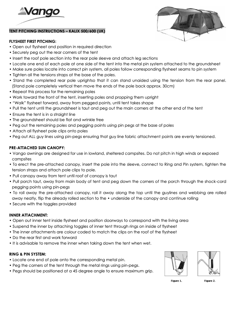 Página nº 1 - Manual de usuario Vango Kalix 500