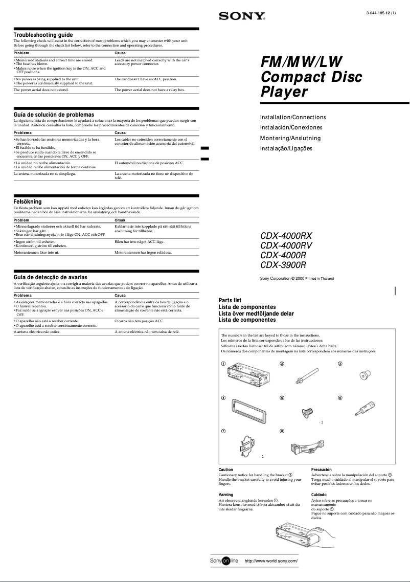Imagen de la primera página del manual del dispositivo CDX-4000R