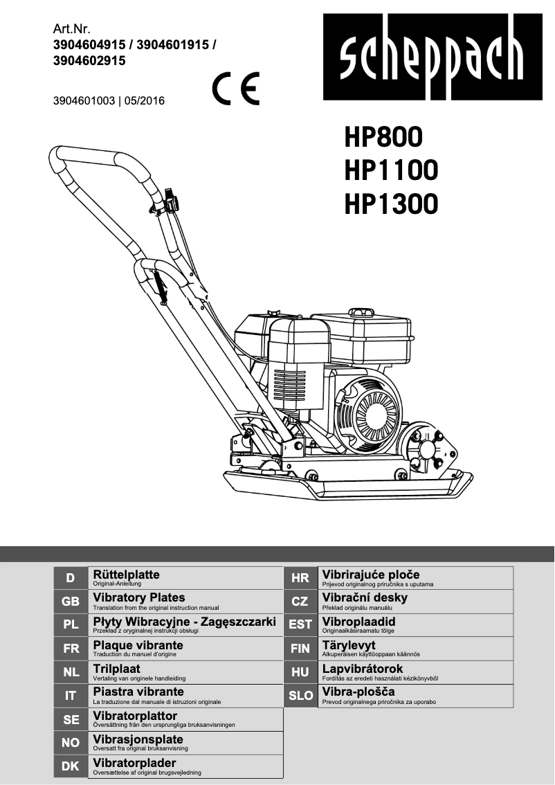 Página 1 del manual Manual de usuario Scheppach HP800S