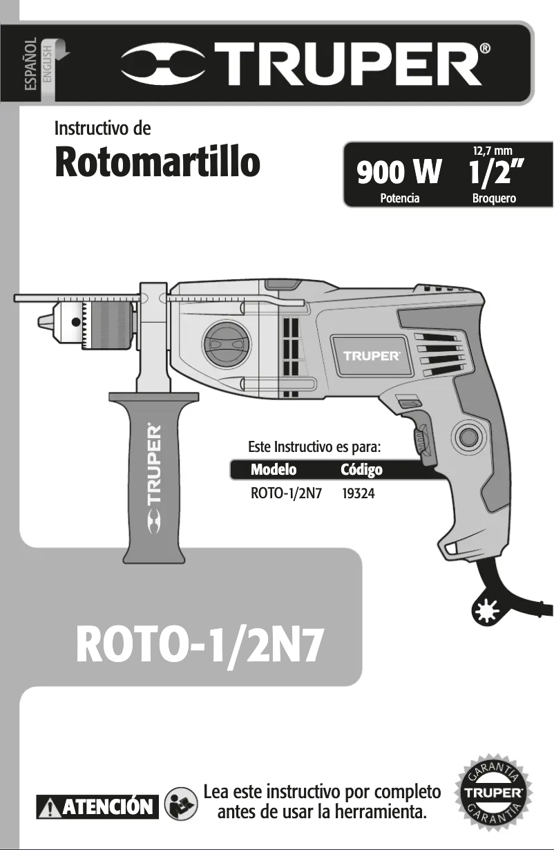 Imagen de la primera página del manual del dispositivo ROTO-1/2N7