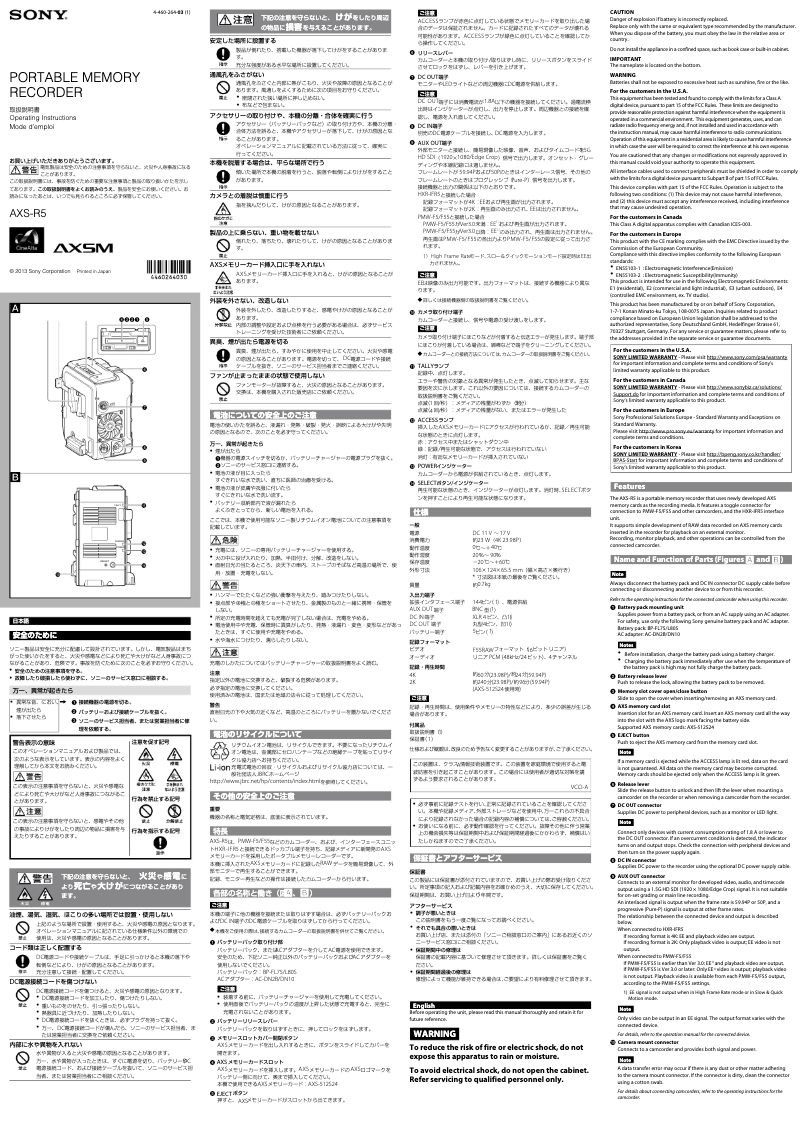 Imagen de la primera página del manual del dispositivo AXS-R5