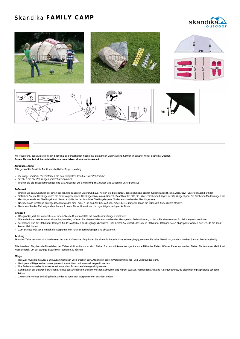 Imagen de la primera página del manual del dispositivo Family Camp