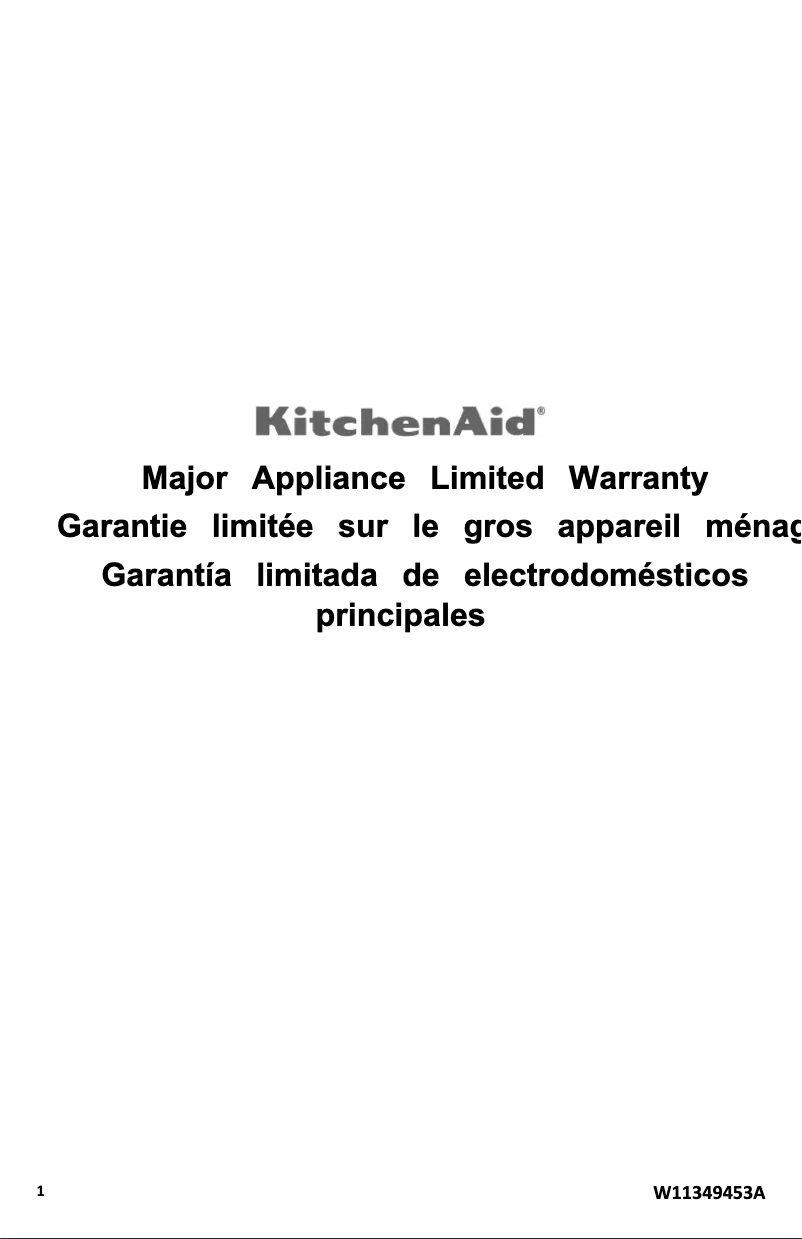 Página nº 1 - Información de garantía KitchenAid KUWR214KPA