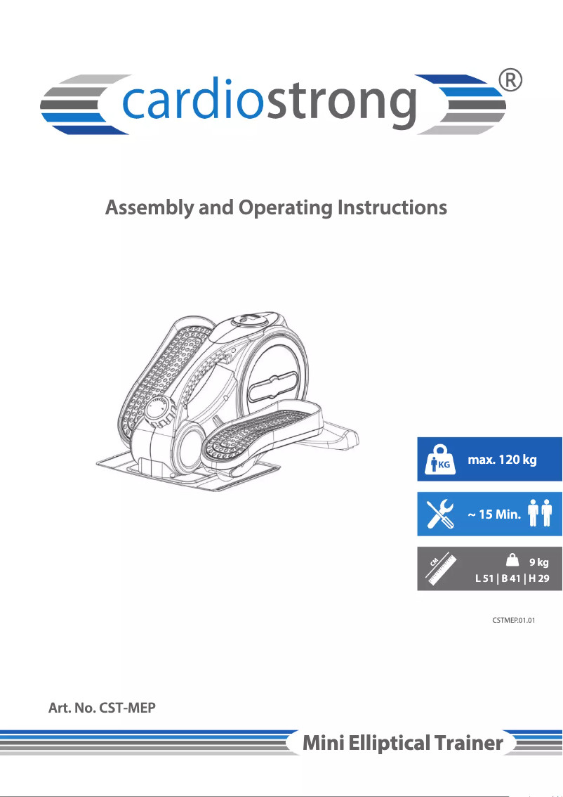 Página nº 1 - Manual de usuario Cardiostrong Mini Elliptical Trainer
