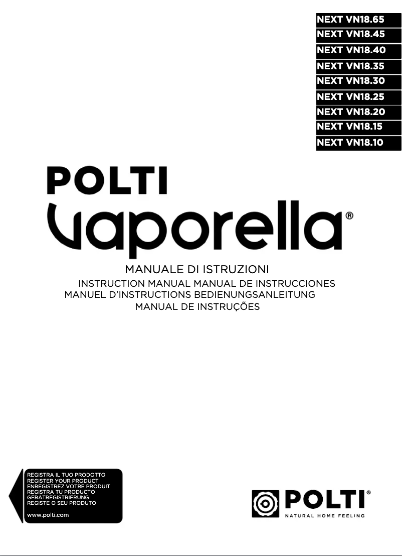 Página 1 del manual Manual de usuario Polti Vaporella Next VN18.20