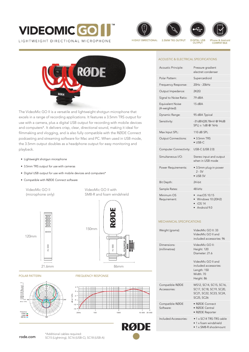 Imagen de la primera página del manual del dispositivo VideoMic GO II