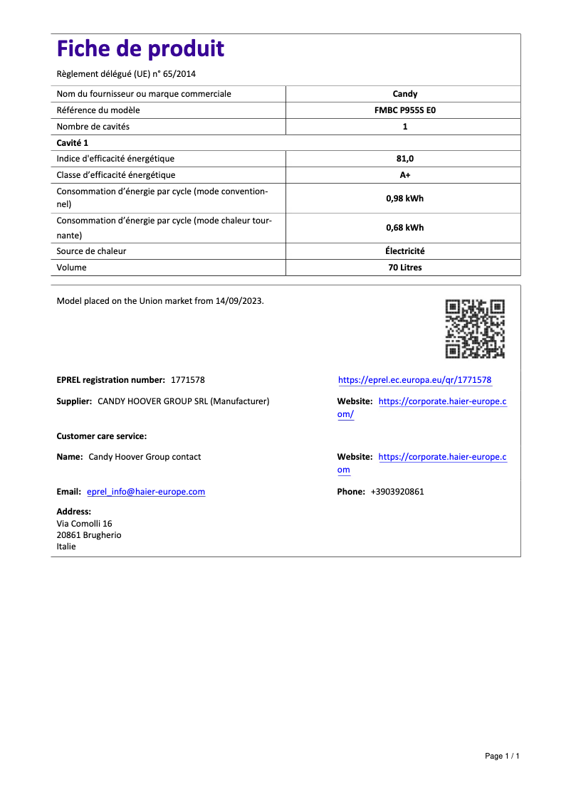 Imagen de la primera página del manual del dispositivo FMBC P955S E0
