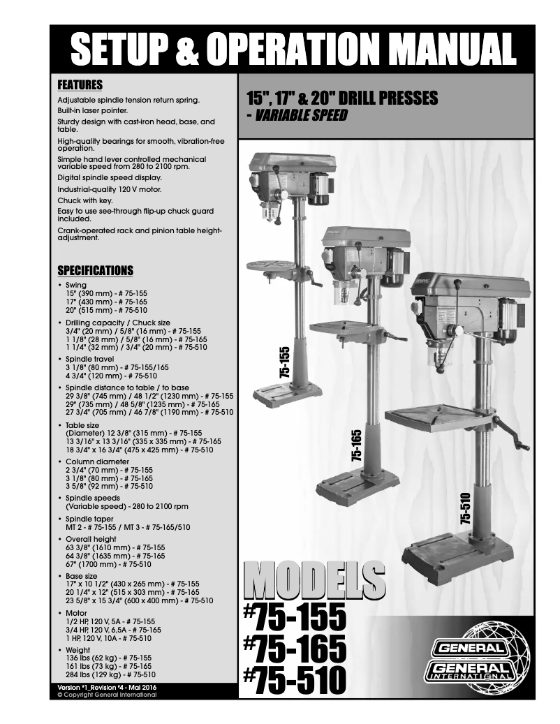 Página nº 1 - Manual de usuario General International 75-165
