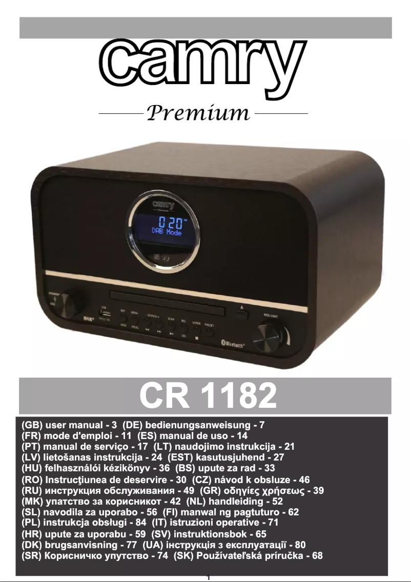 Imagen de la primera página del manual del dispositivo CR 1182