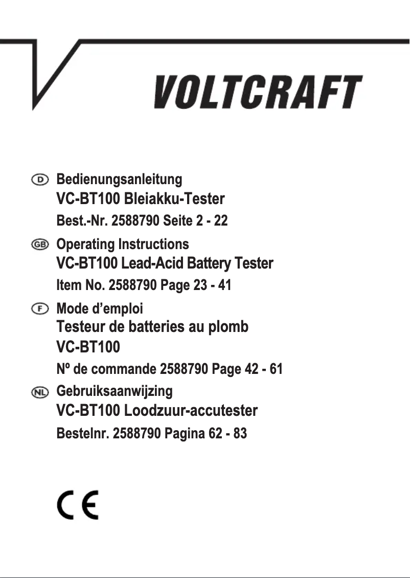 Página 1 del manual Manual de usuario Voltcraft VC-BT100