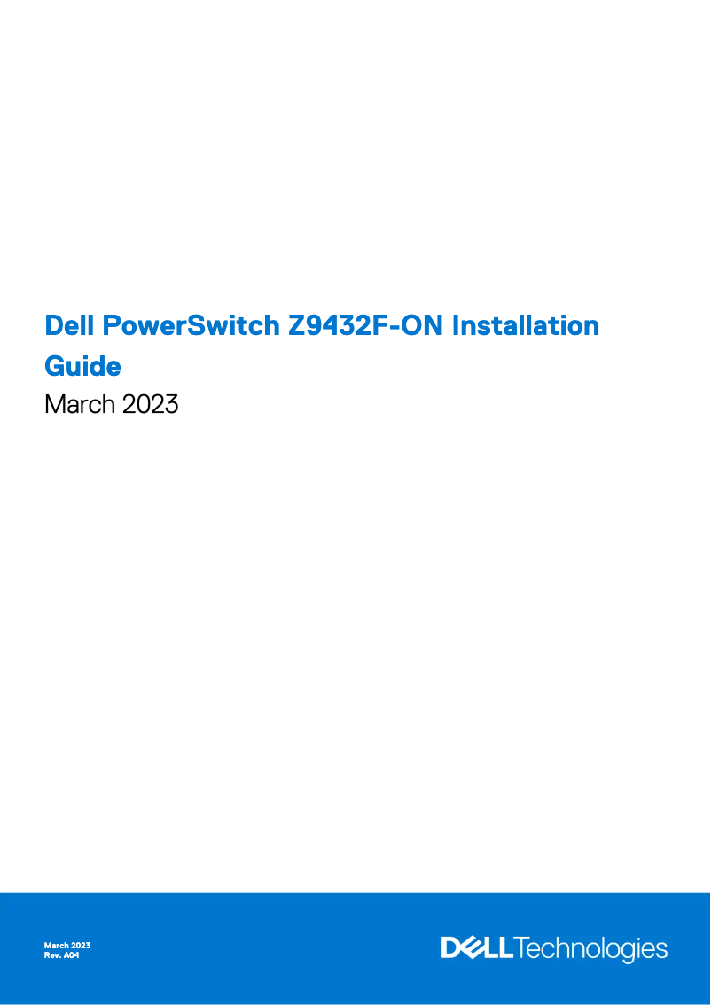 Página 1 del manual Guía de instalación Dell PowerSwitch Z9432F-ON