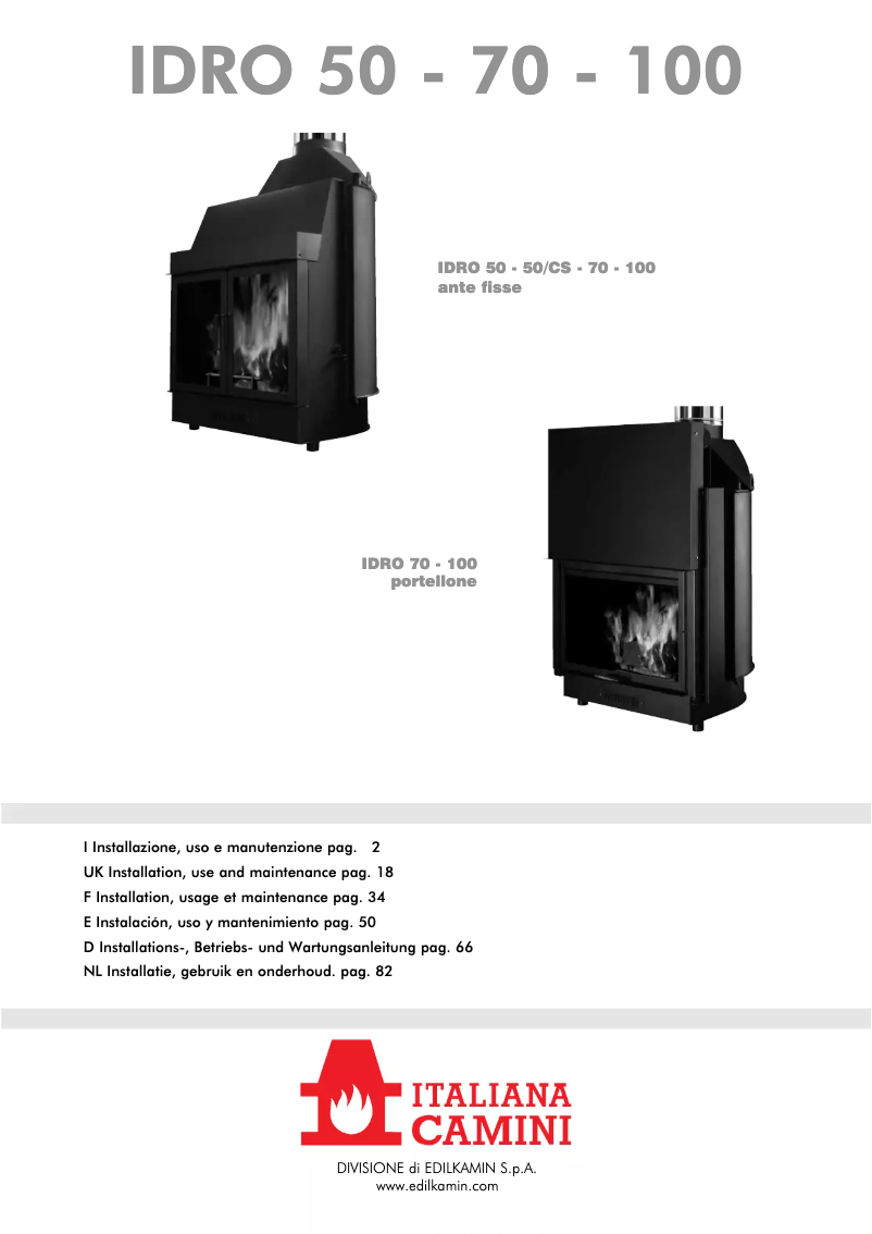 Imagen de la primera página del manual del dispositivo IDRO 70