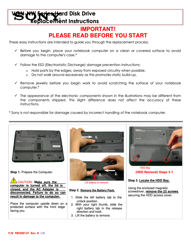 Imagen de la primera página del manual del dispositivo VGN-NW235D