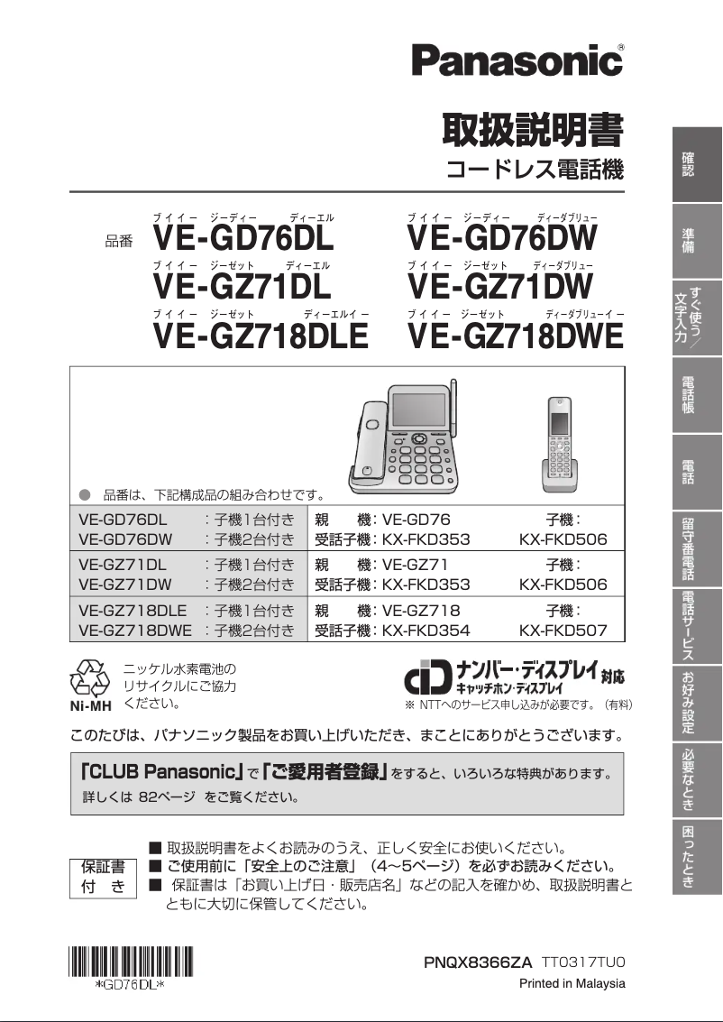 Página 1 del manual Manual de usuario Panasonic VE-GD76DW