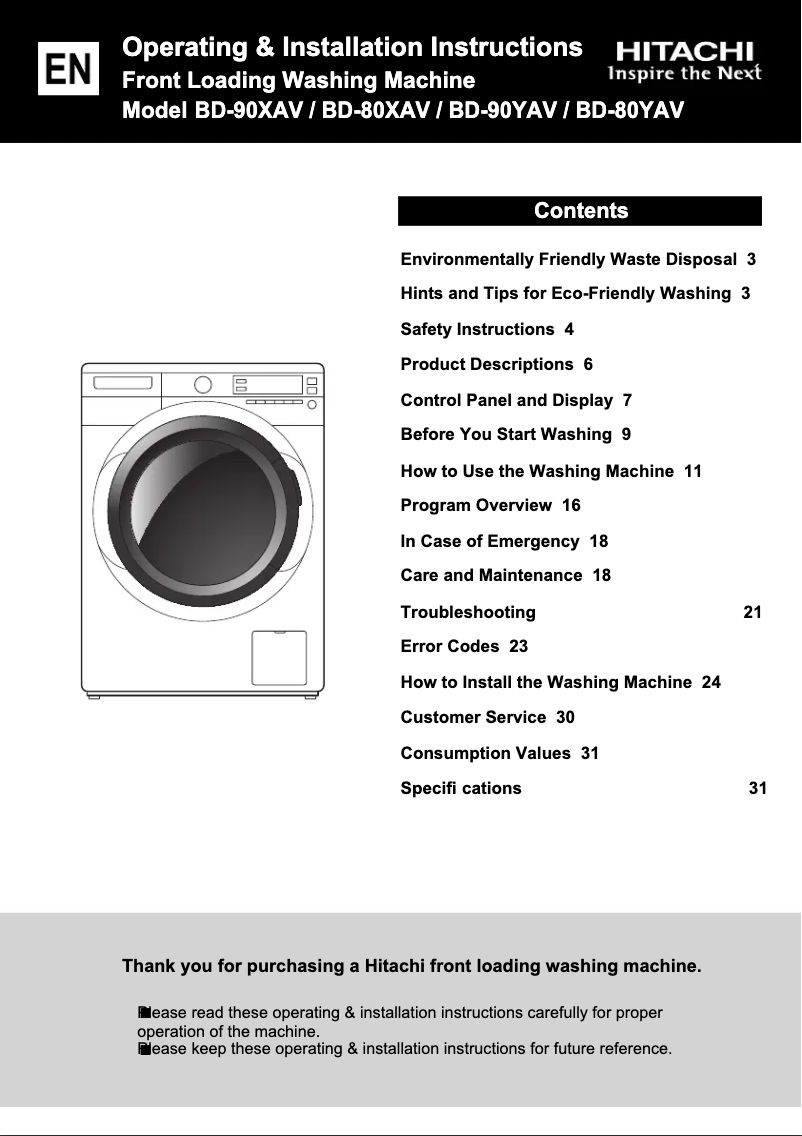 Página 1 del manual Manual de usuario Hitachi BD-90XAV