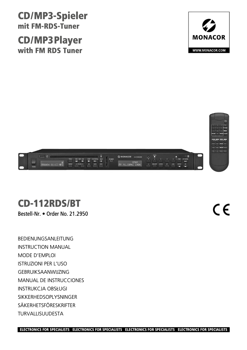 Imagen de la primera página del manual del dispositivo CD-112RDS/BT