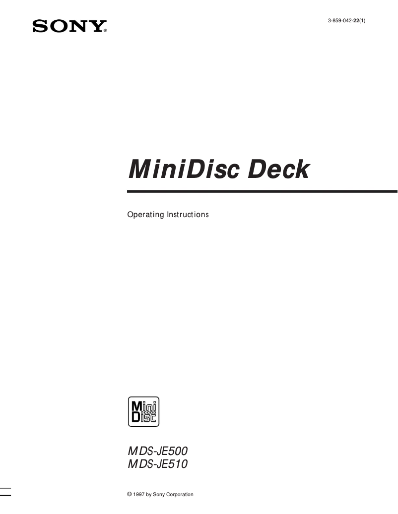 Página 1 del manual Manual de usuario Sony MDS-JE500