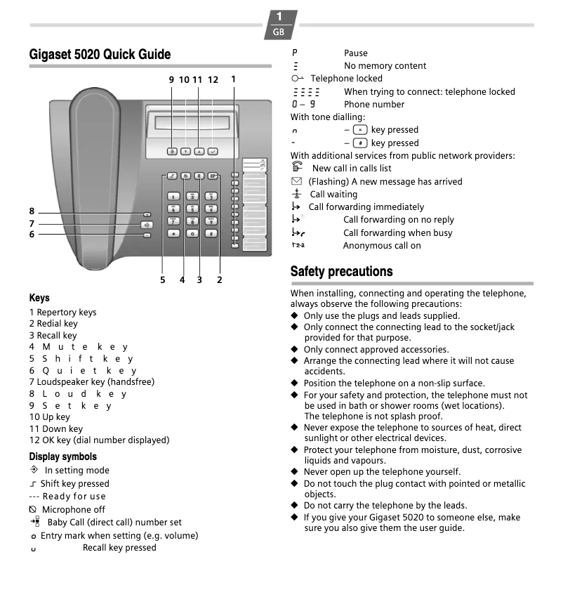 Página 1 del manual Manual de usuario Siemens Gigaset 5020