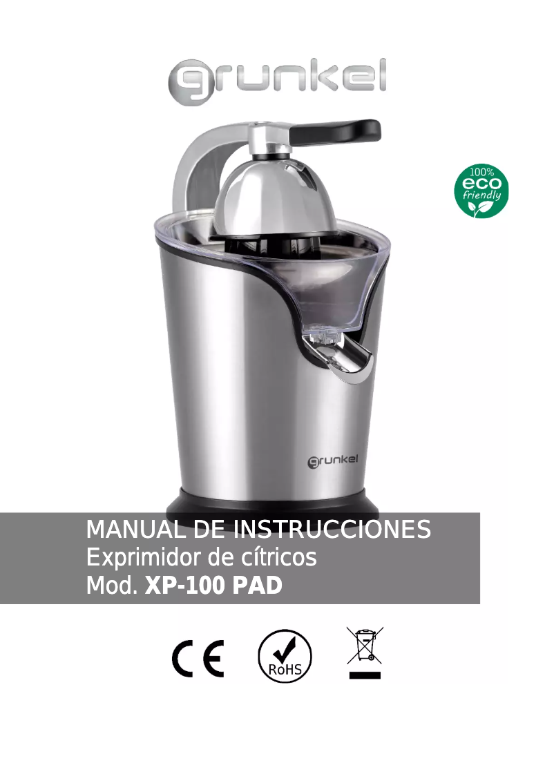 Página 1 del manual Manual de usuario Grunkel XP-100 PAD