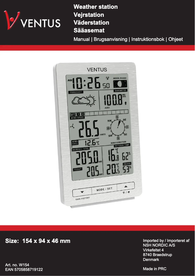 Imagen de la primera página del manual del dispositivo W154