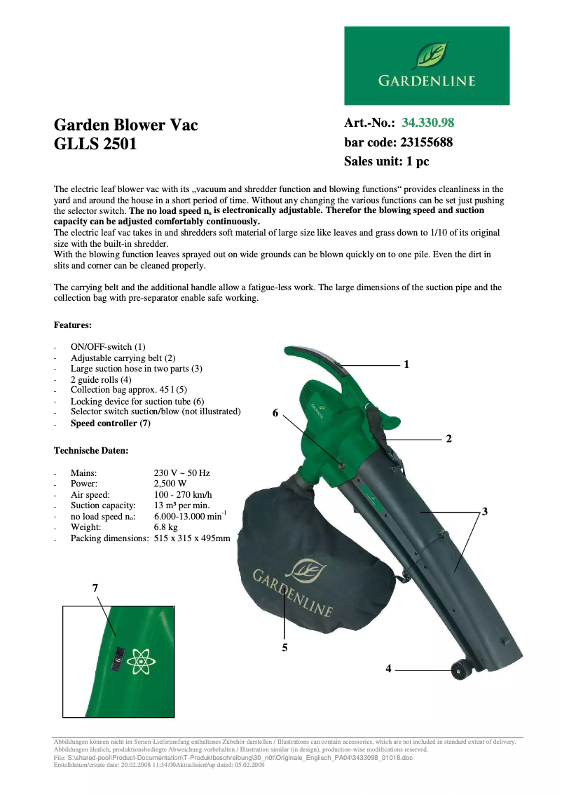 Página 1 del manual Manual de usuario Gardenline GLLS 2501